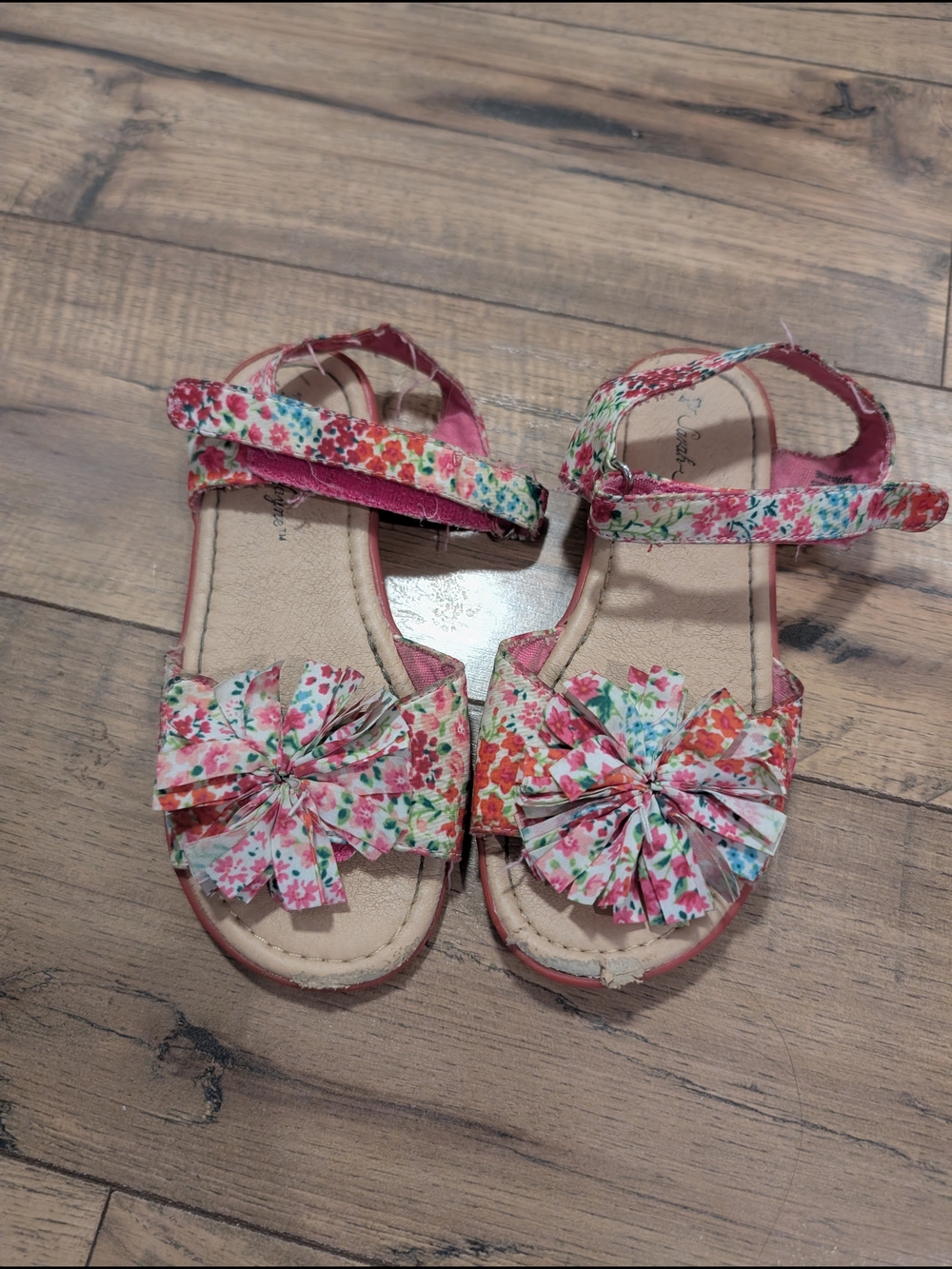 Sarah Jayne Pink Floral Bow Strap Toddler Sandals